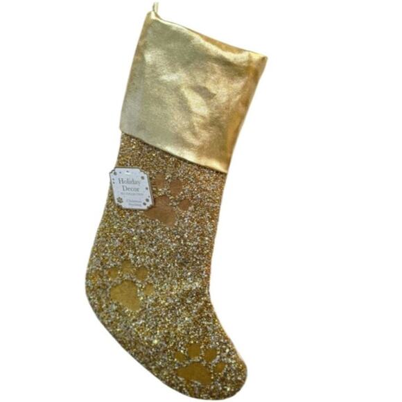 Pet Bling Glittery Christmas Stocking Gold Cream Jeweled Holiday Time  Animal - Picture 7 of 7